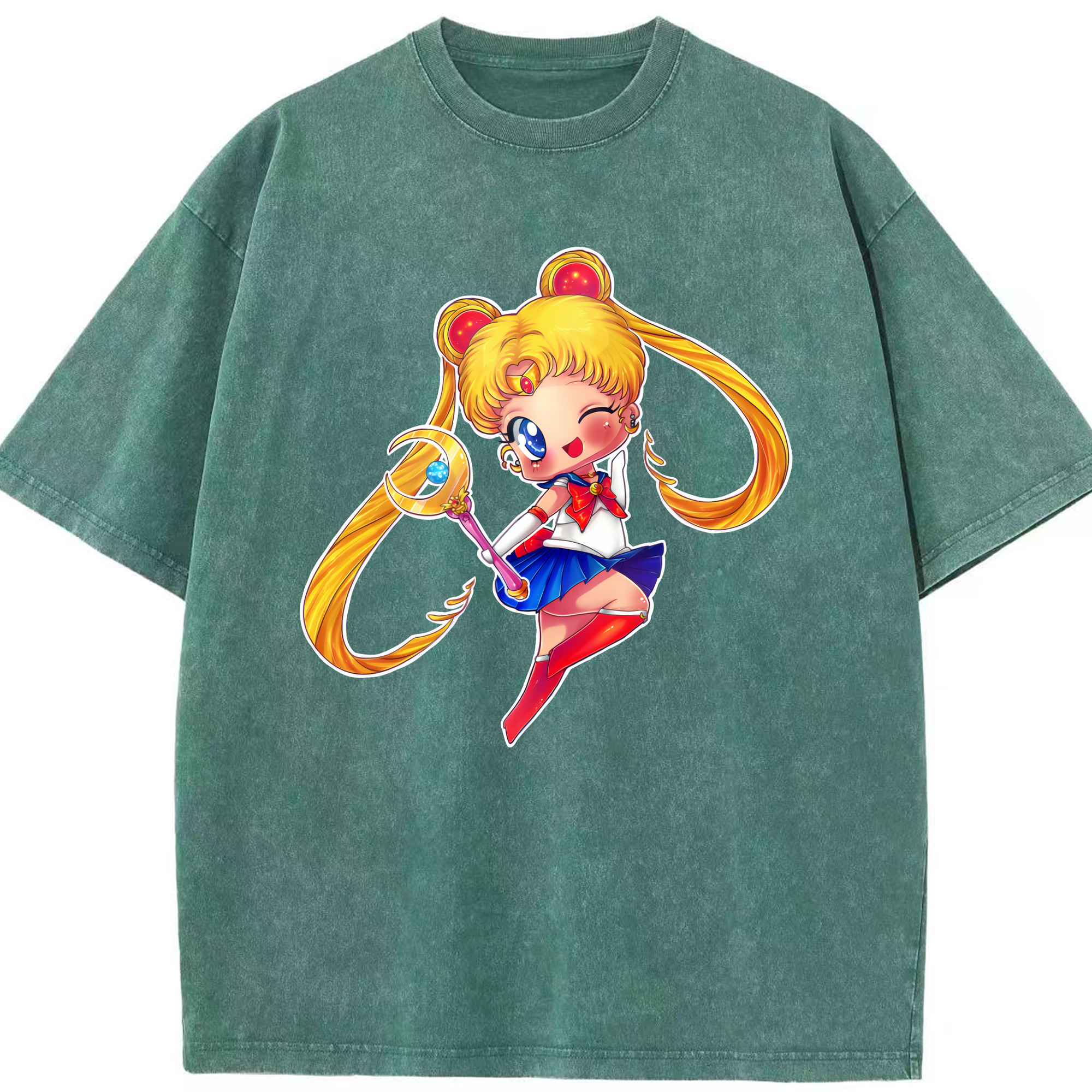 （画像用） 美少女戦士セーラームーン 月野 うさぎ つきの うさぎ Sailor Moon Tsukino Usagi 綿100% ヴィンテージ風 半袖Tシャツ（フロントプリント）